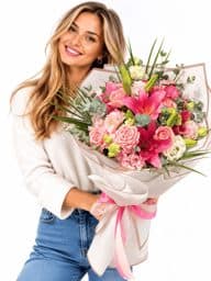 Pembe Lilyum Karışık Buket